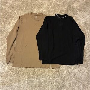 Shirt Combo - Men's Black Henley Long Sleeve Shirt - Abound